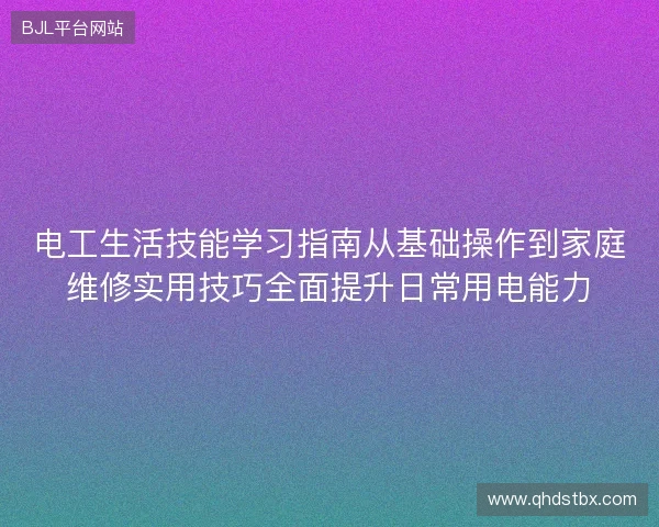 电工生活技能学习指南从基础操作到家庭维修实用技巧全面提升日常用电能力 电工生活技能学习指南从基础操作到家庭维修实用技巧全面提升日常用电能力